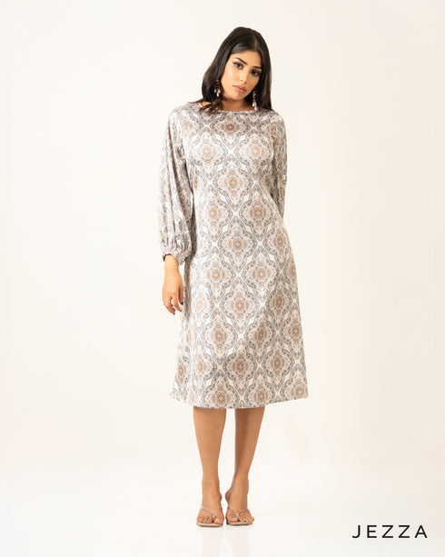 Elegant Flow: Satin Below Knee Dress Top 70941